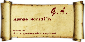 Gyenge Adrián névjegykártya